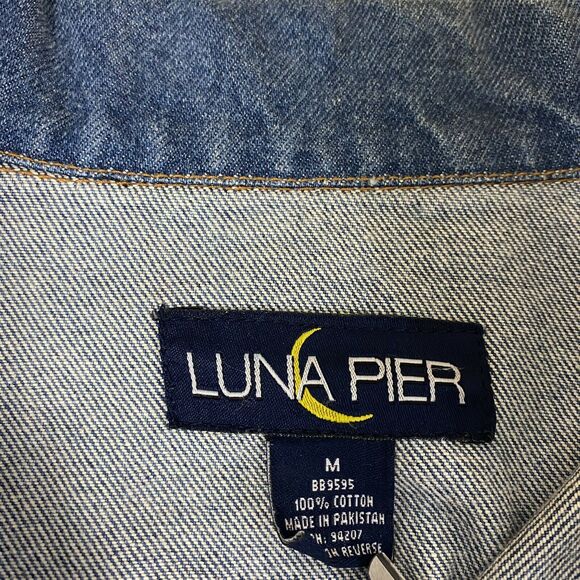 Denim Jean Jacket Blue Seul Choix Point Lighthouse Gulliver Michigan Sz M - Picture 8 of 8